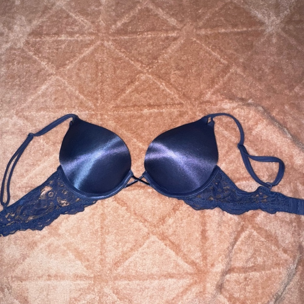Victoria's Secret Blue Satin Bra with Underwire Support